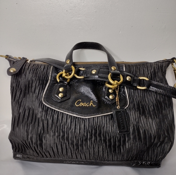 Black pleated Coach purse - Picture 5 of 9